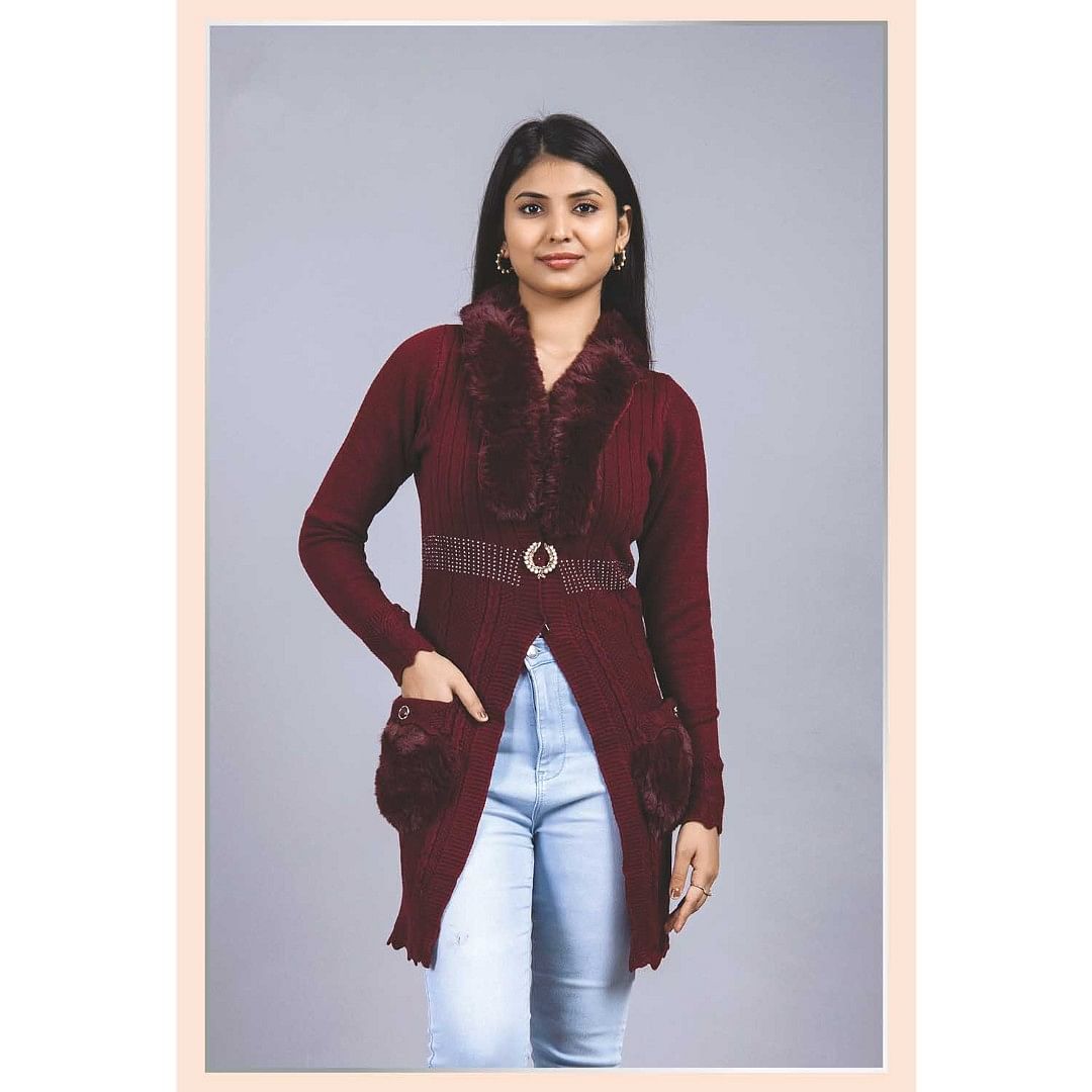 Authenzaa Women Cardigan WCMC004 Red 