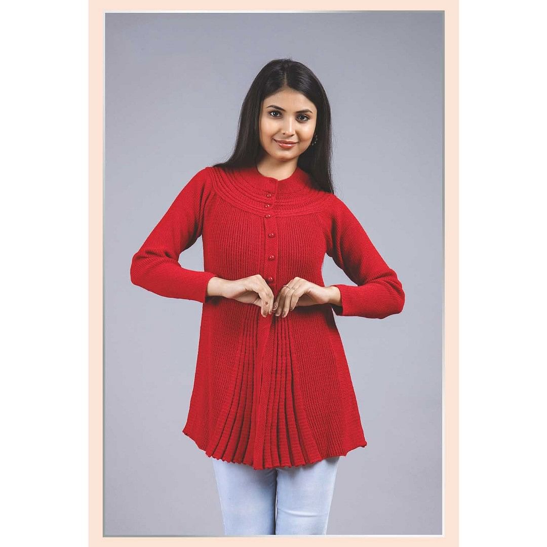 Authenzaa Women Cardigan WCMC005 Red 