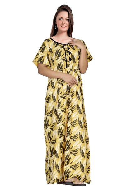 Authenzaa Women Nighty SMWN014 Yellow 