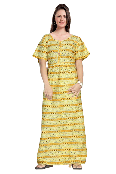 Authenzaa Women Nighty SMWN016 Yellow 