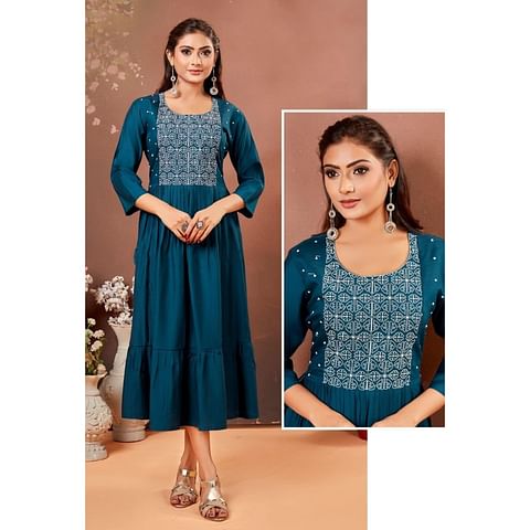 Authenzaa Women Kurti AFKT009 Navy 