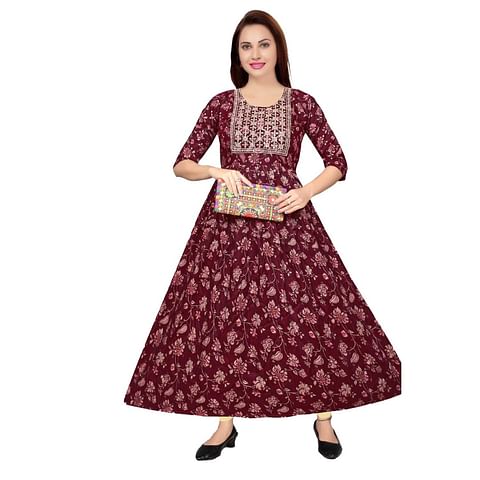 Authenzaa Women Kurti MEKT002 Brown 