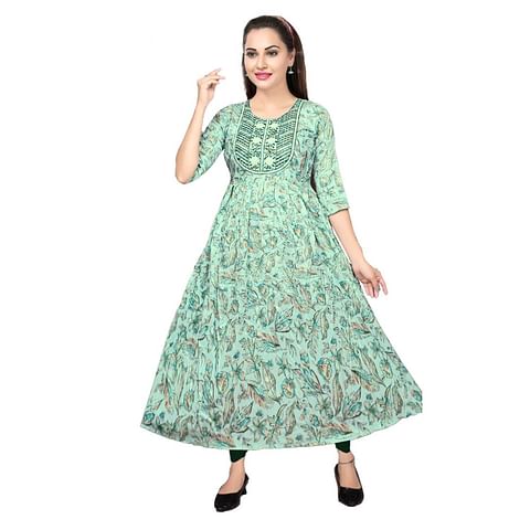 Authenzaa Women Kurti MEKT002 Green 