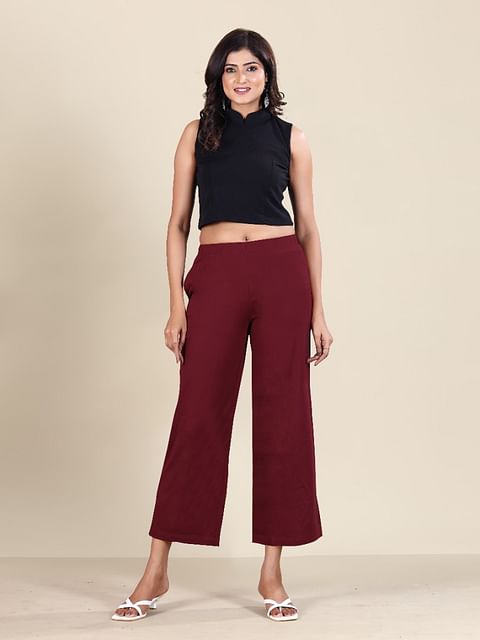 Authenzaa Women Plazo GHWP001 Maroon 