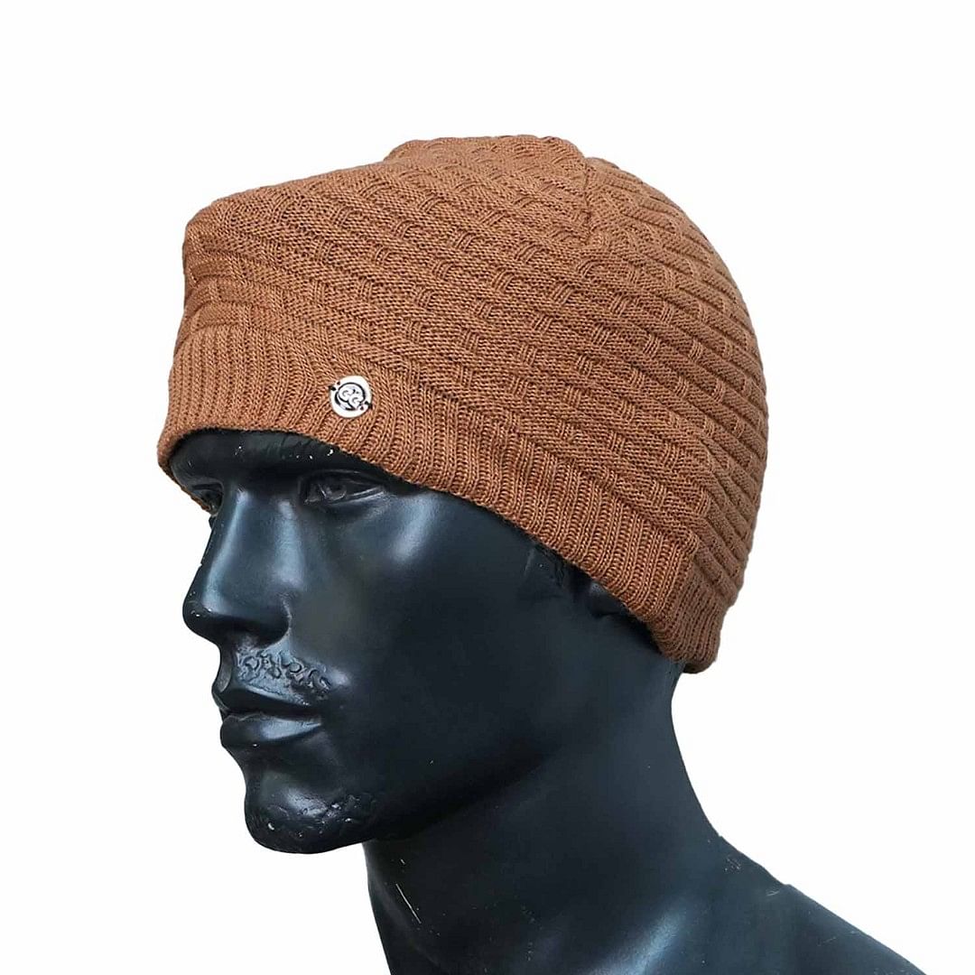 Authenzaa Men Winter Cap SCHWC002 Dark Cream 