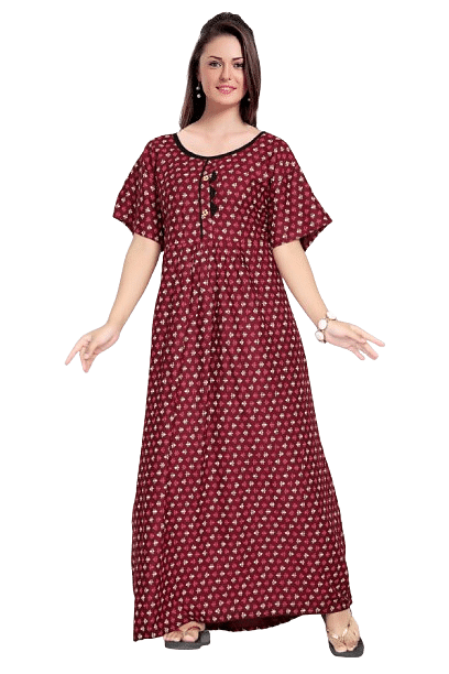 Authenzaa Women Nighty SMWN018 Maroon