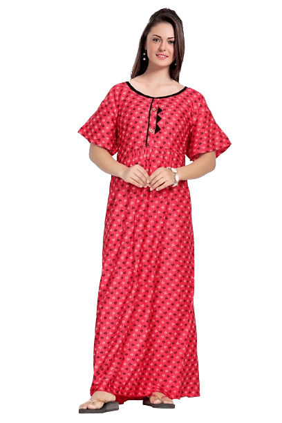 Authenzaa Women Nighty SMWN018 Red