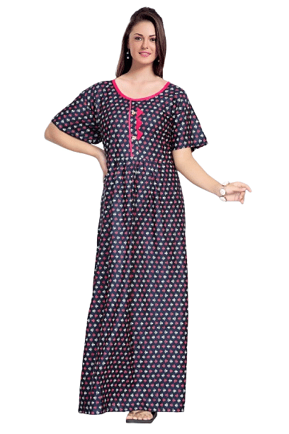 Authenzaa Women Nighty SMWN018 Navy