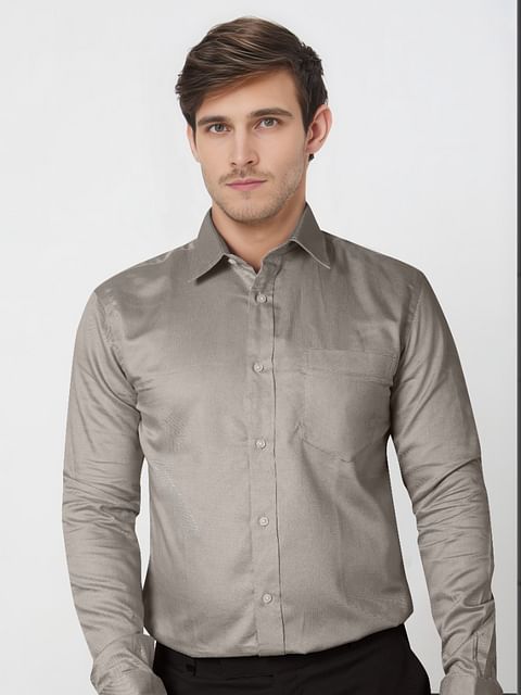 Authenzaa Men Slim -Fit Formal Shirt ASFS014 Grey 