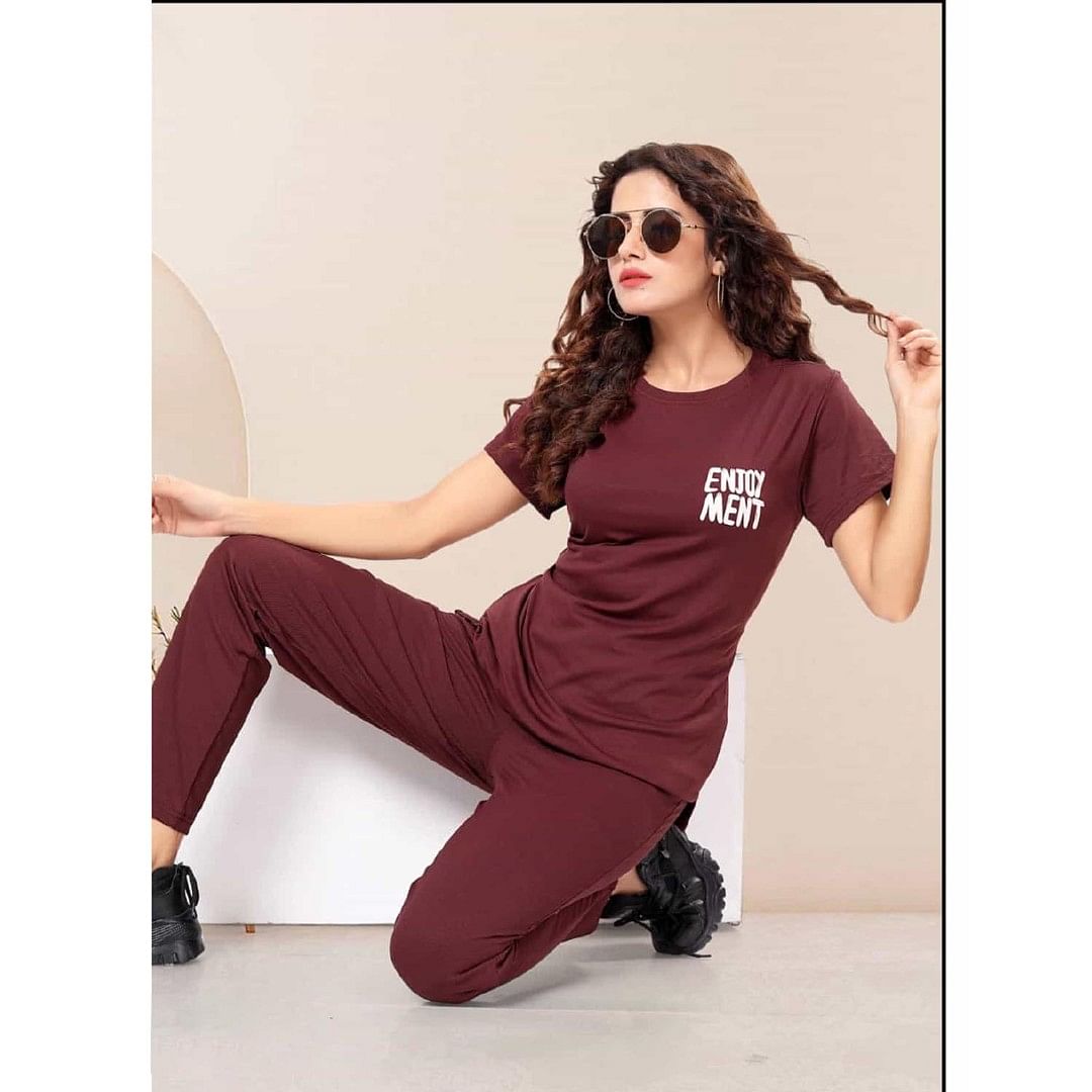 Authenzaa Women 2PC Nighty AC2N007 Dark Brown 