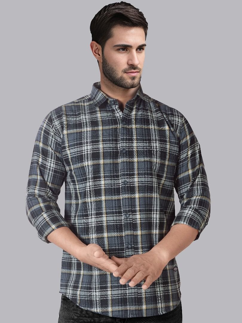 Authenzaa Men Casual Shirt SFCS011 Dark Grey 