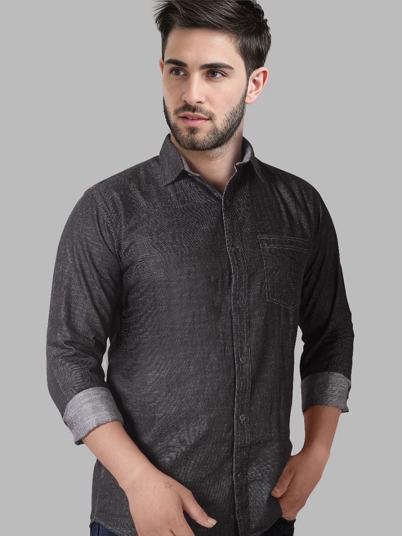 Authenzaa Men Casual Shirt SFCS013 Black  