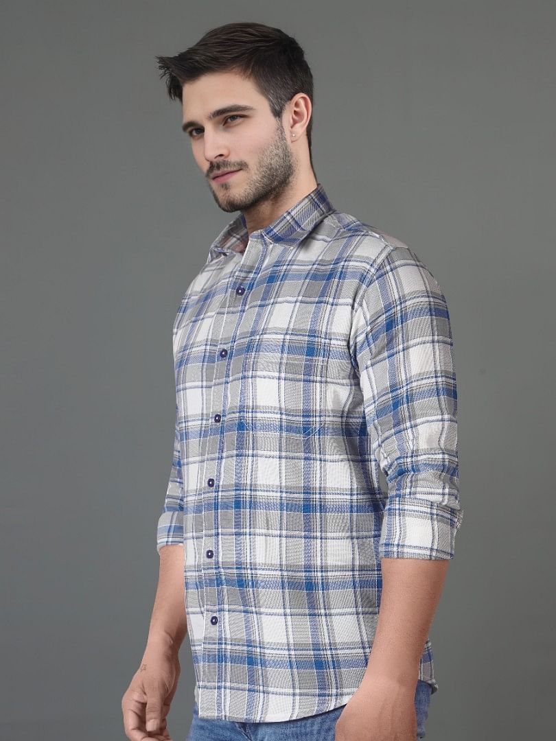 Authenzaa Men Casual Shirt SFCS016 Indigo Blue 