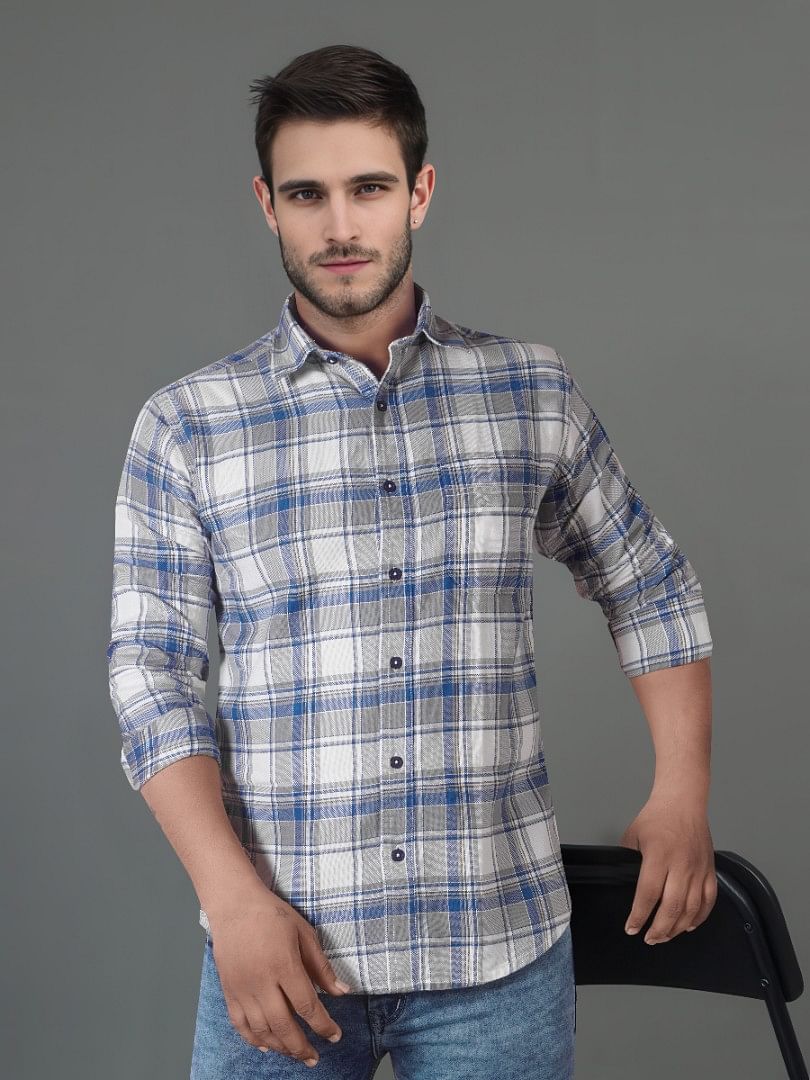 Authenzaa Men Casual Shirt SFCS016 Indigo Blue 