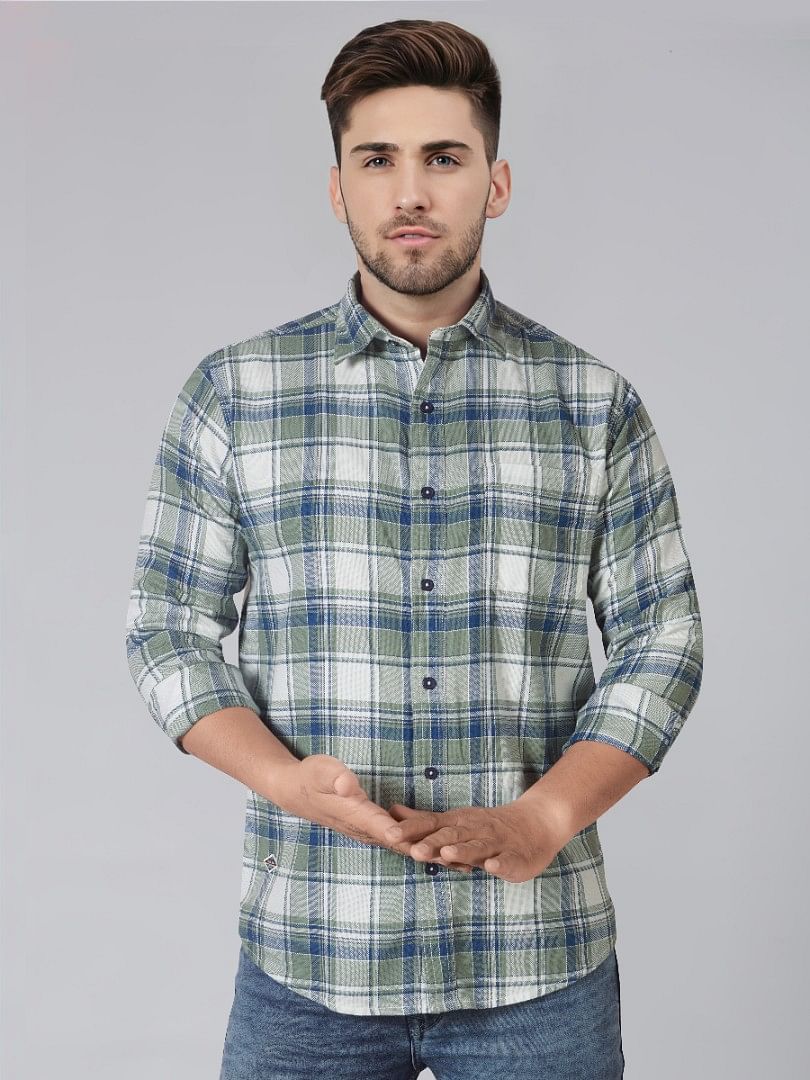 Authenzaa Men Casual Shirt SFCS016 Indigo Green 