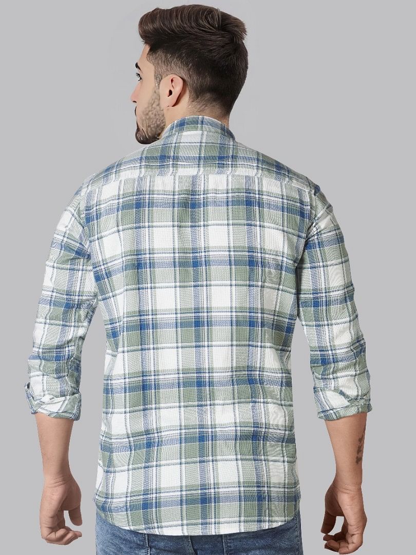 Authenzaa Men Casual Shirt SFCS016 Indigo Green 