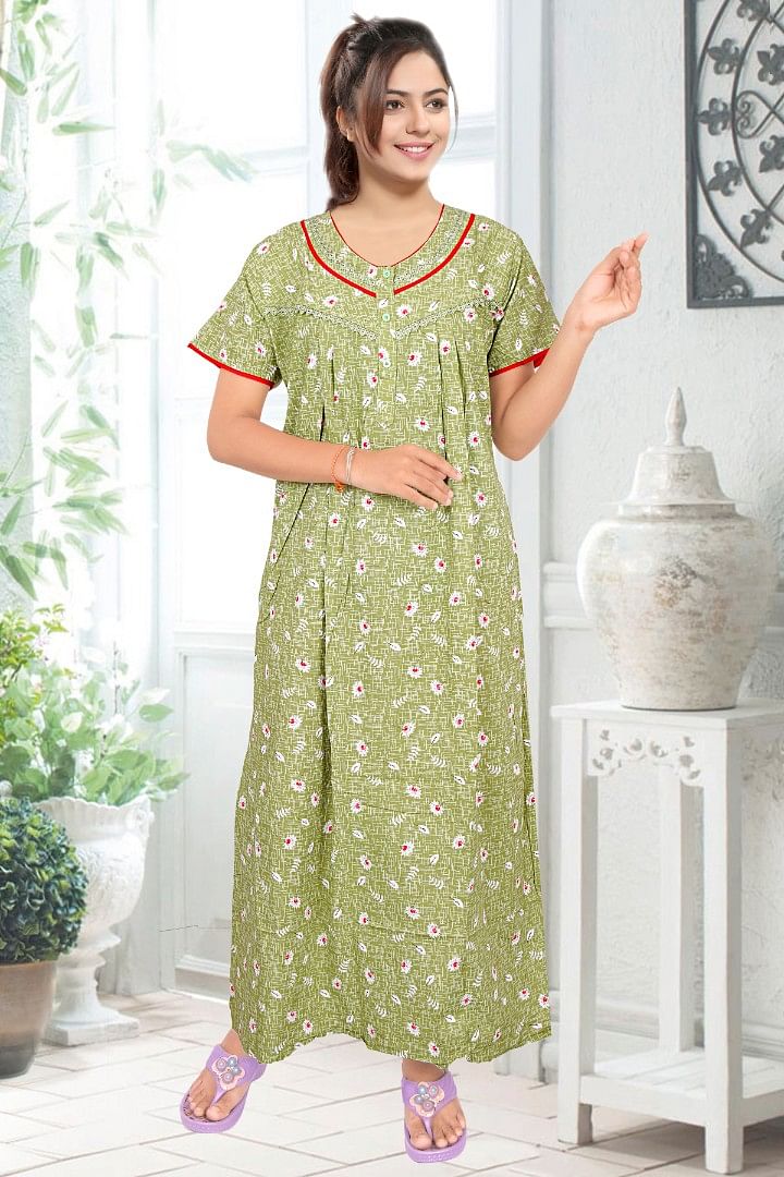 Authenzaa Women Nighty BCWN004 Green 