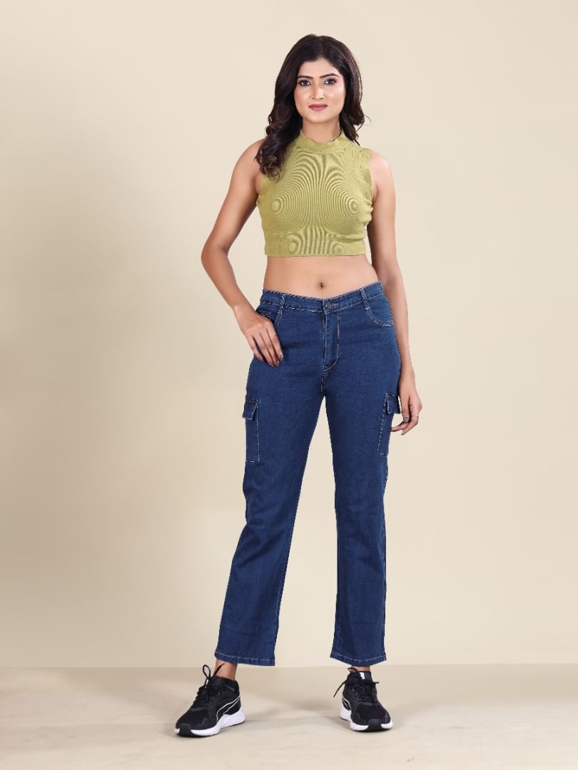 Authenzaa Women Jeans WDJBS002 Dark Blue 