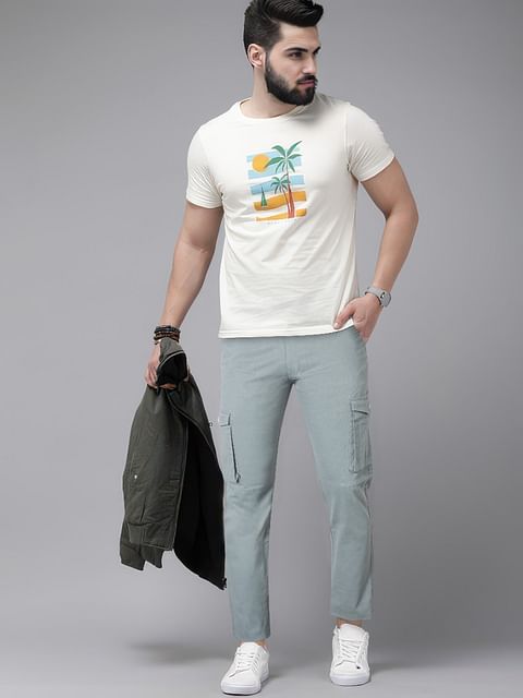 Authenzaa Men Cargo Pant 4SCP003 Aqua Blue 