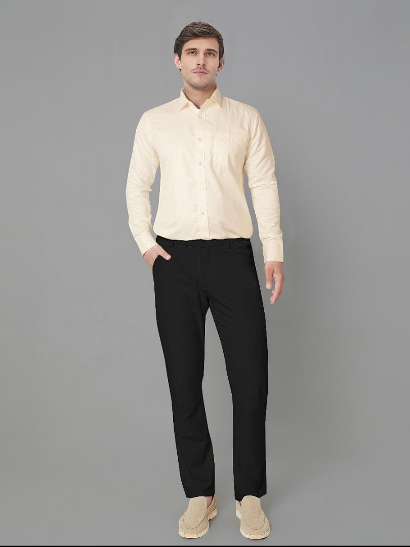 Authenzaa Men Slim Fit Formal Shirt ASFS013 Cream