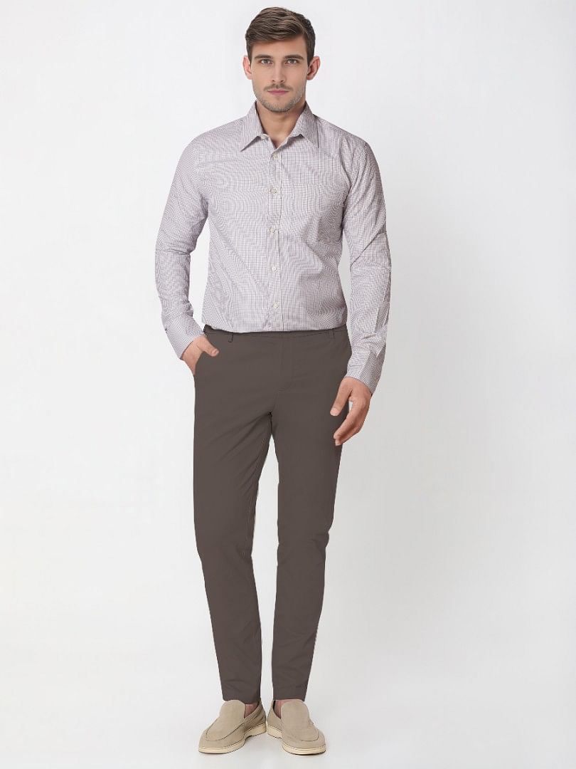 Authenzaa Men Slim Fit Formal Shirt ASFS014 Black Checks 