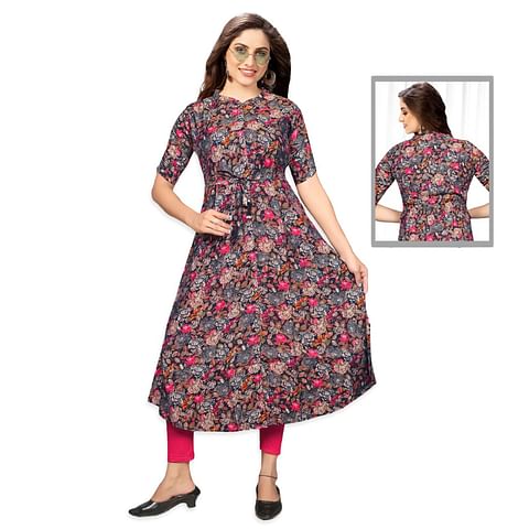 Authenzaa Women Kurti NHWKT016 Black  