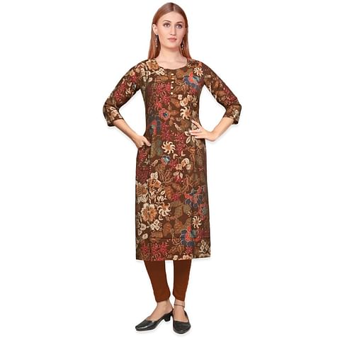 Authenzaa Women Kurti NHWKT017 Coffee 