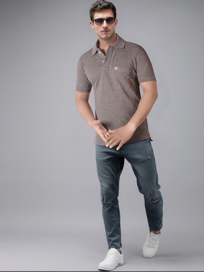 Authenzaa Men Polo T-Shirt BKPT001  Dark Grey