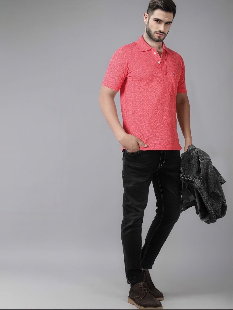 Authenzaa Men Polo T-Shirt BKPT001  Dark Pink