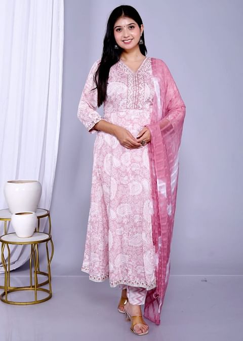 Authenzaa Women 3Pcs Kurti Set SFBKS022 Pink 
