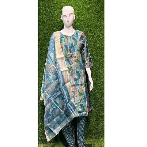 Authenzaa Women Kurti 3PC Set ATKS006 Rama