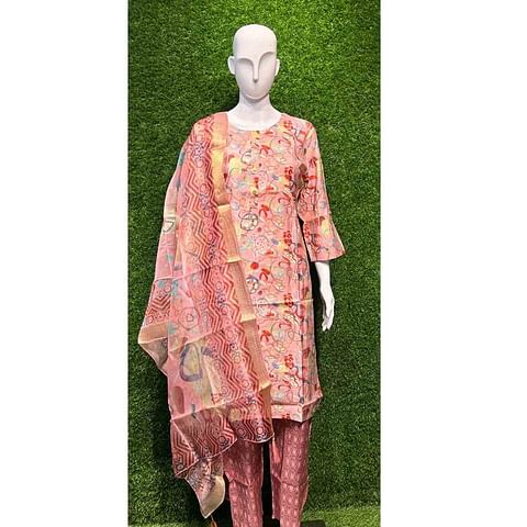 Authenzaa Women Kurti 3PC Set ATKS006 Pink