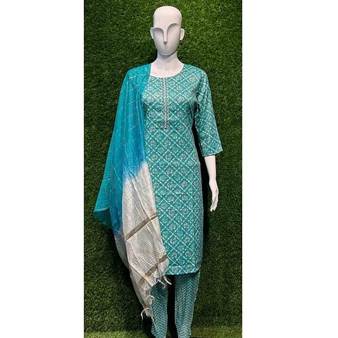 Authenzaa Women Kurti 3PC Set ATKS005 Rama