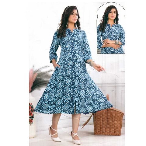Authenzaa Women Kurti ATKT033 Blue