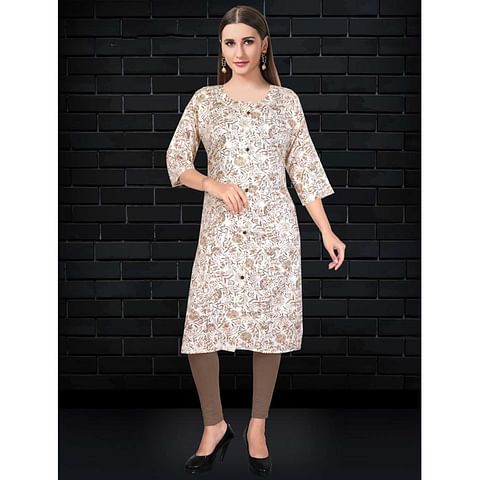 Authenzaa Women Kurti SDKT002 Cream 