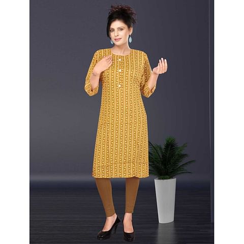 Authenzaa Women Kurti SDKT003 Light Yellow 