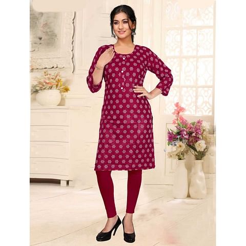 Authenzaa Women Kurti SDKT004 Maroon 