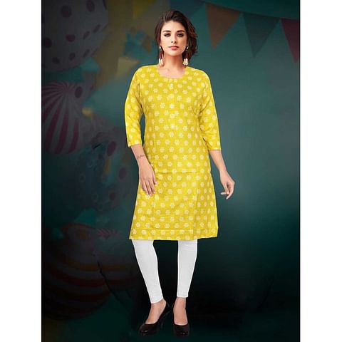 Authenzaa Women Kurti SDKT004 Yellow 