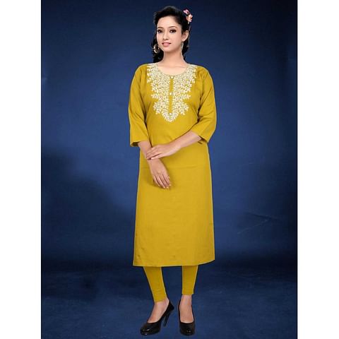 Authenzaa Women Kurti SDKT005 Golden 