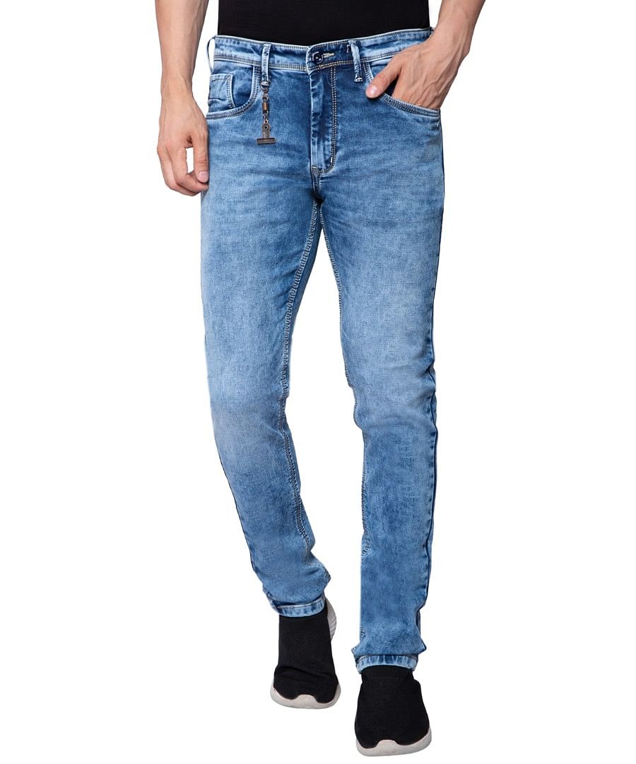 Authenzaa Men Denim Jeans SFDJ005, Sky Blue