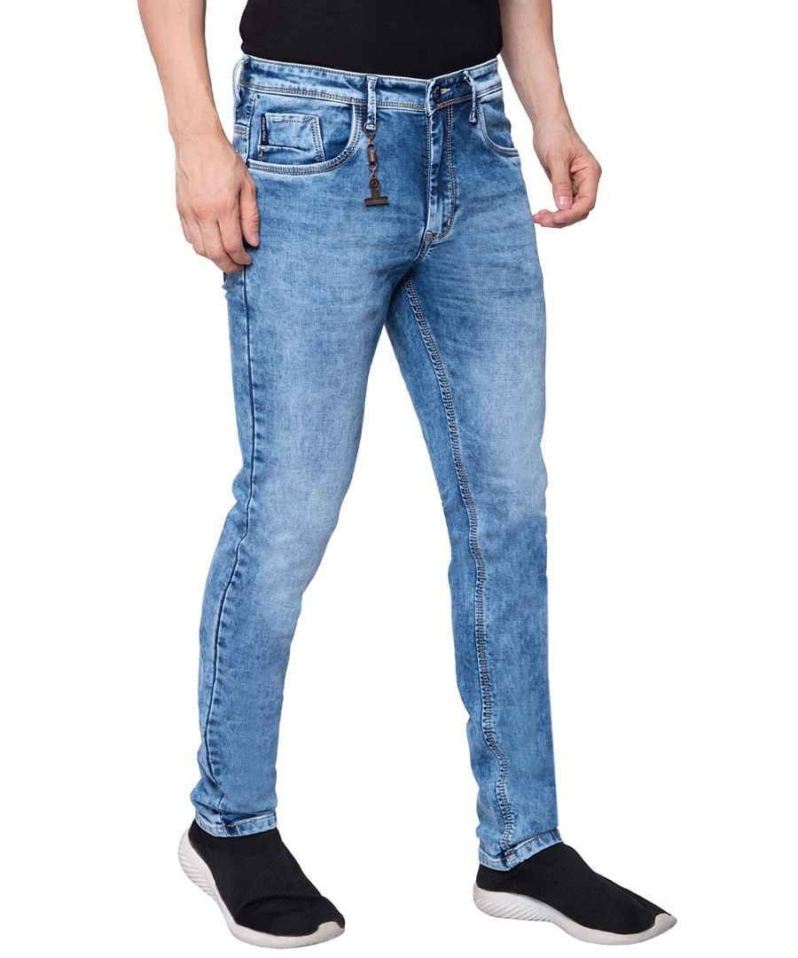 Authenzaa Men Denim Jeans SFDJ005, Sky Blue