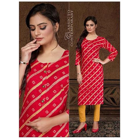 Authenzaa Women Kurti LPKT001 Red 