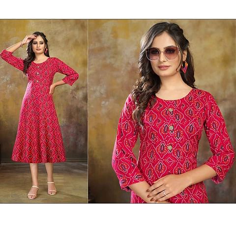 Authenzaa Women Kurti LPKT004 Maroon 