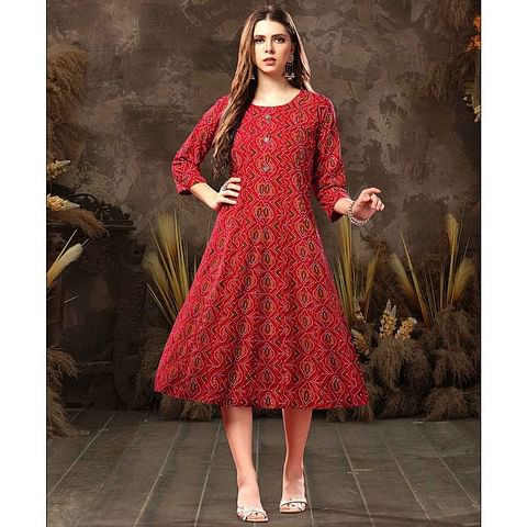 Authenzaa Women Kurti LPKT004 Orange