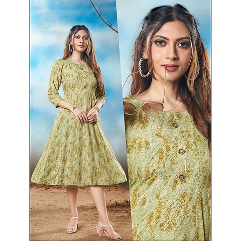 Authenzaa Women Kurti LPKT004 Sea Green