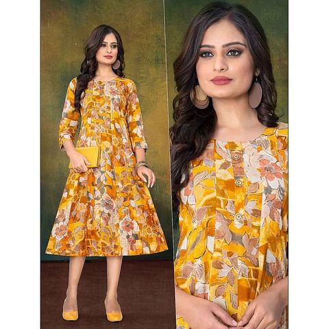 Authenzaa Women Kurti LPKT004 Yellow