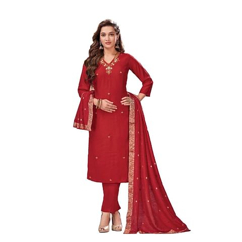 Authenzaa Women Kurti 3PC Set MGKS002 Maroon
