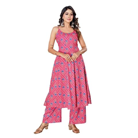 Authenzaa Women Kurti 3PC Set MGKS005 Pink