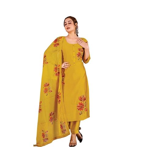 Authenzaa Women Kurti 3PC Set MGKS011 Golden