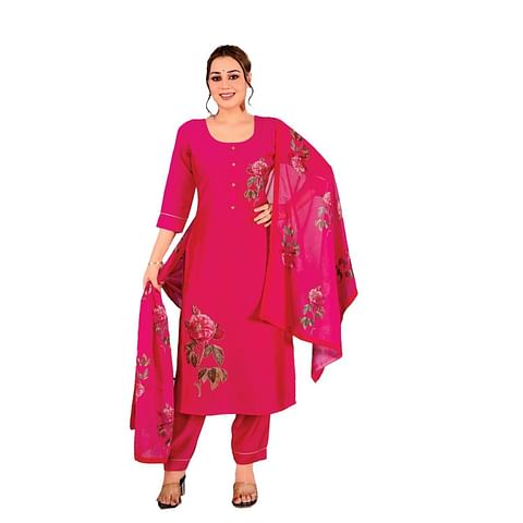 Authenzaa Women Kurti 3PC Set MGKS011 Maroon